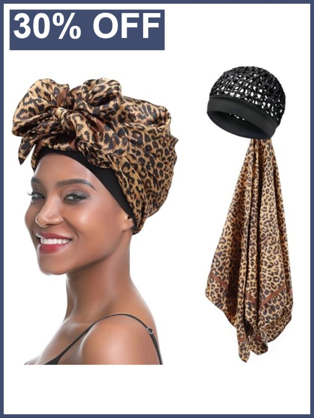 Wrap Cap Hair Net for Silk Press - 2 in 1 Satin Scarf Hair Wrap